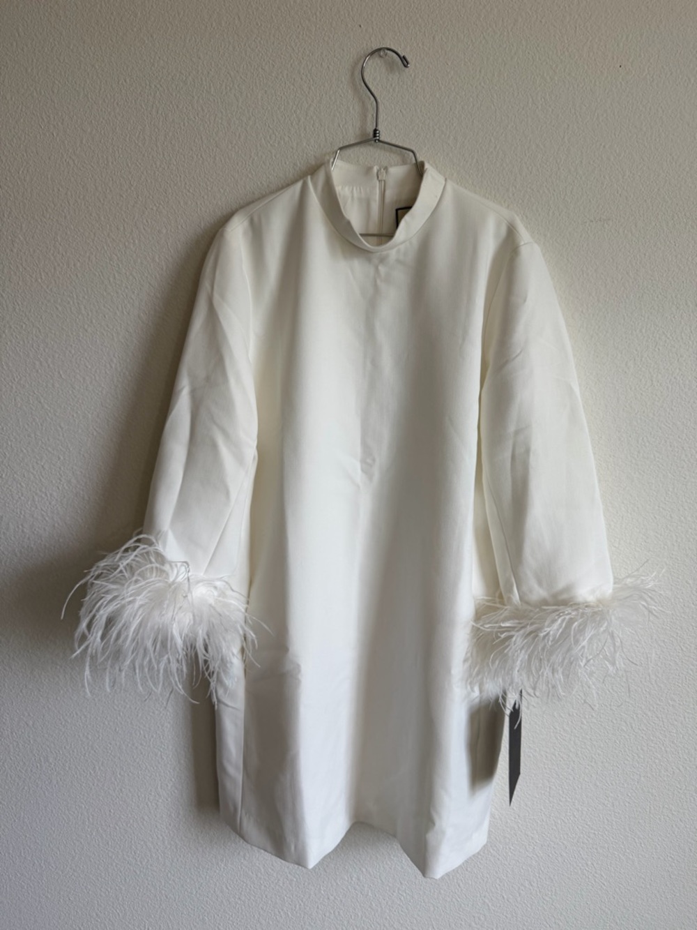 Tuckernuck Ellie White Feather-Trimmed Dress